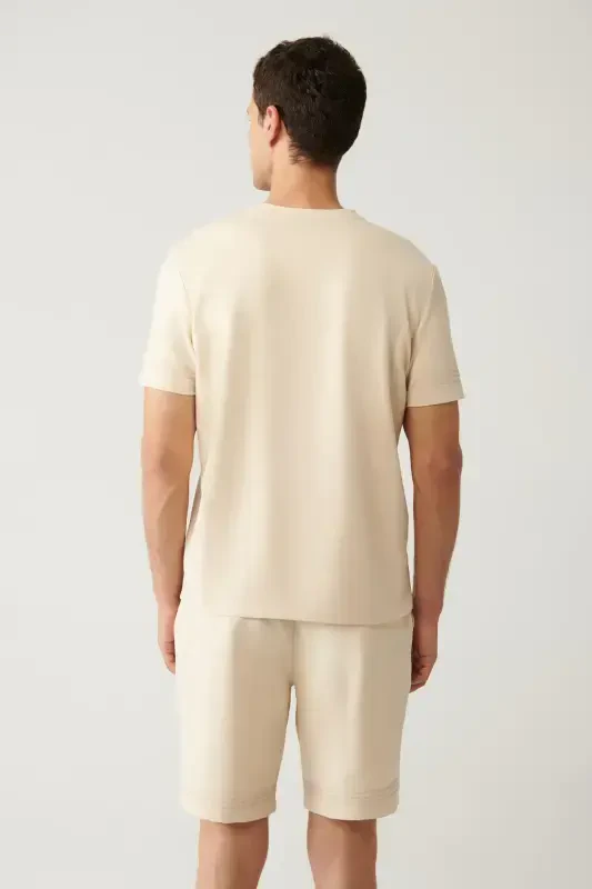 Мужская бежевая футболка поло из джерси с принтом Regular Fit A41y1107 - 4