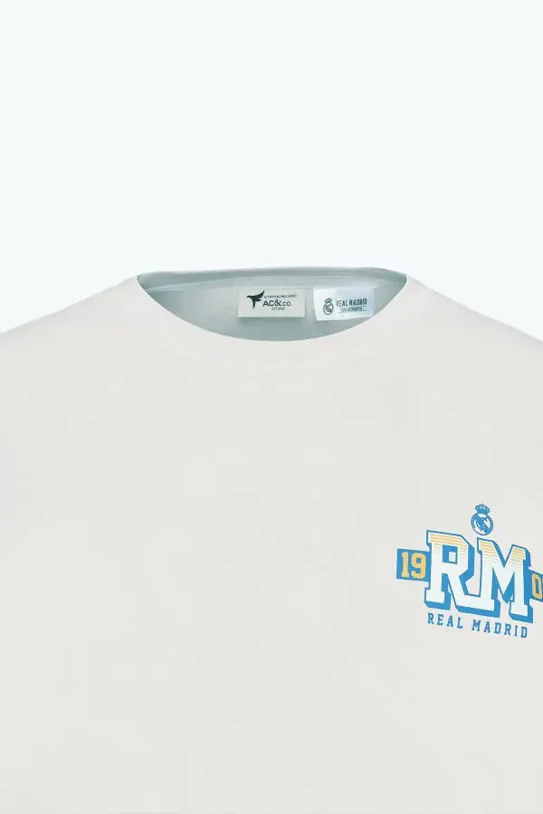 Мужская бежевая футболка Real Madrid Oversize - 8