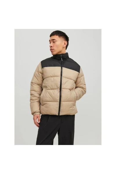 Мужская бежевая куртка Jack&Jones Toby с воротником-пуховиком - JACK & JONES