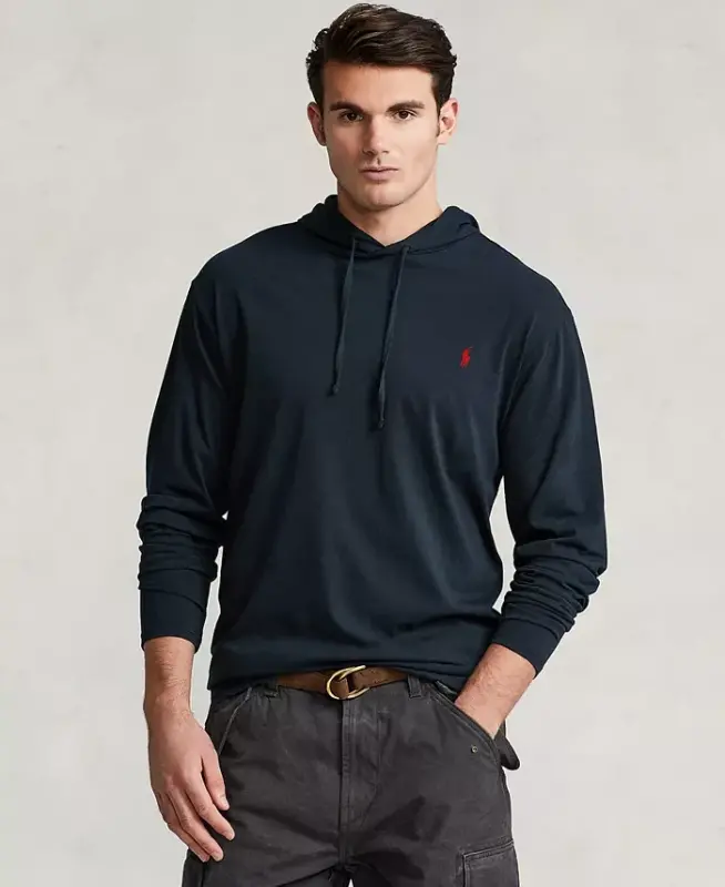 Мужская большая толстовка-поло с капюшоном черного цвета - POLO RALPH LAUREN
