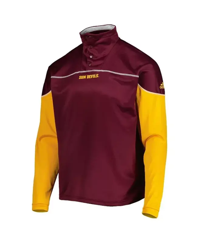 Мужская бордовая куртка Arizona State Sun Devils AEROREADY Knit Quarter-Snap - Maroon - 2