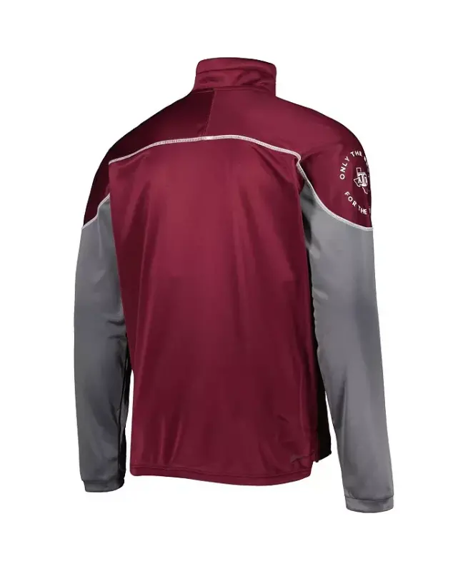 Мужская бордовая куртка Texas A&M Aggies AEROREADY Knit Quarter-Snap - Maroon - 2