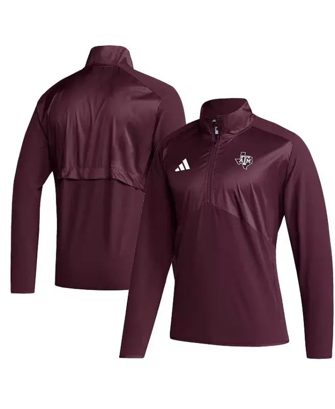 Мужская бордовая куртка Texas A&M Aggies Sideline AEROREADY Raglan Sleeve Quarter-Zip Jacket-Maroon - 1