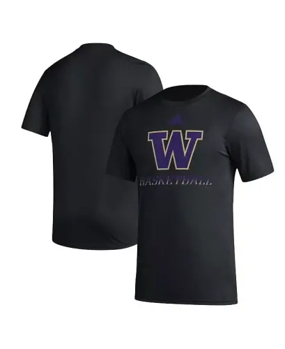 Мужская черная баскетбольная футболка Washington Huskies Fadeaway AEROREADY для разминки - Черная - 1