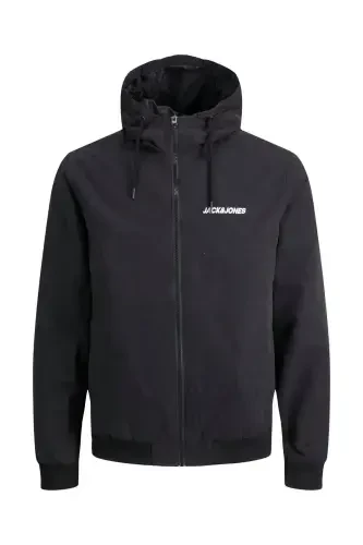 Мужская черная бомбер-куртка Jack&Jones с капюшоном - 4