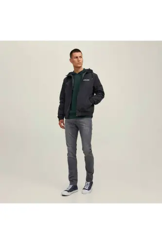 Мужская черная бомбер-куртка Jack&Jones с капюшоном - 3
