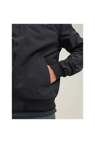 Мужская черная бомбер-куртка Jack&Jones с капюшоном - 5