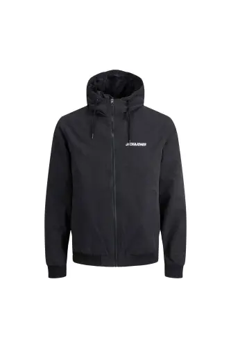 Мужская черная бомбер-куртка Jack&Jones с капюшоном - 7