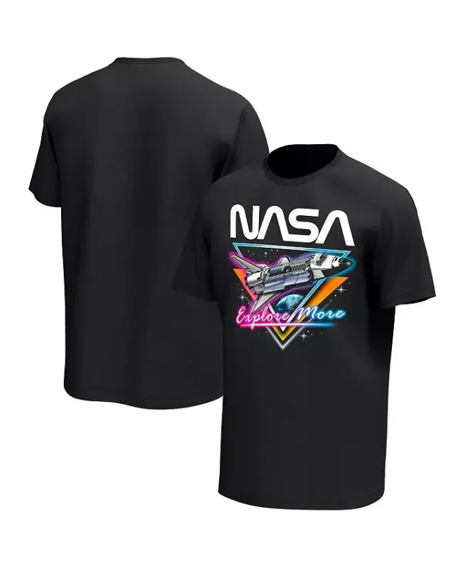 Мужская черная футболка NASA Neon Glow - Black - 1
