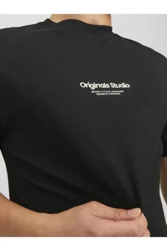 Мужская черная футболка с круглым вырезом Jack&Jones Vesterbro - 5