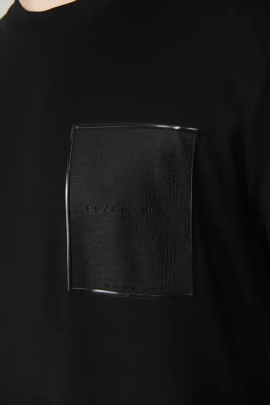 Мужская черная футболка с принтом, круглый вырез, мягкий хлопок, стандартная посадка A41y1010 - 5