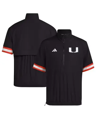 Мужская черная куртка Miami Hurricanes Strategy с короткими рукавами и половинной молнией - черная - 1