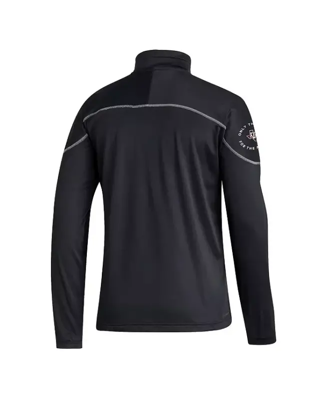 Мужская черная куртка Texas A&M Aggies AEROREADY Knit Quarter-Snap - Black - 2