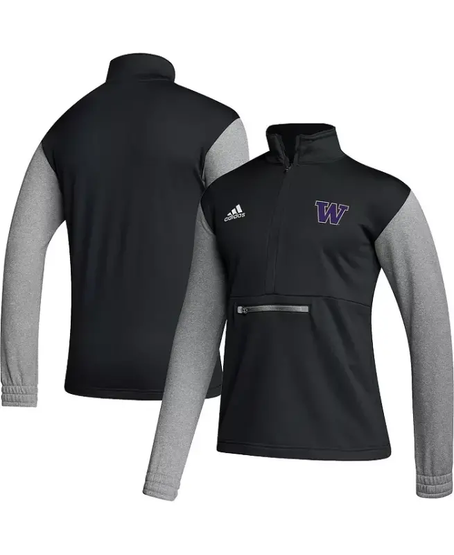 Мужская черная куртка Washington Huskies Team Issue AEROREADY на молнии на четверть - черная - 2