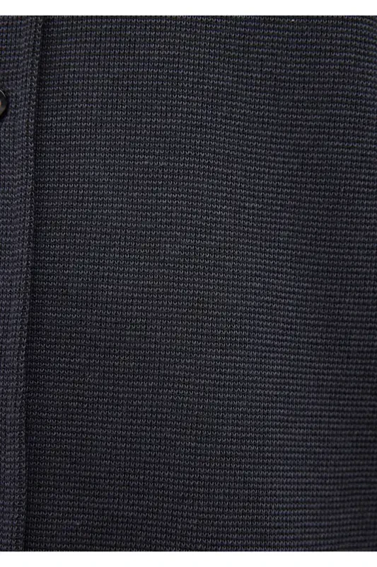 Мужская Черная Рубашка с Длинным Рукавом Черная Рубашка 0211244-9 - 6