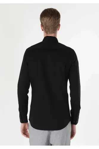 Мужская черная рубашка с длинным рукавом Slim Fit - 2