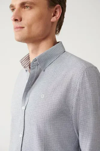 Мужская черная рубашка с отложным воротником из хлопка, легко гладящаяся, с броней, Slim Fit A32y2089 - AVVA (1)