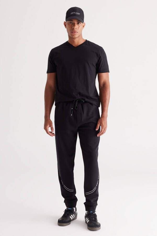 Мужская черно-синяя двойка V-образный вырез 100% хлопок Slim Fit облегающая базовая футболка - 5