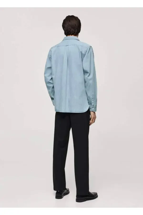 Мужская Джинсовая Рубашка Прямого Покроя - 4