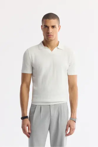 Мужская экрю поло воротник rayon трико regular fit футболка A51Y5015-Ekru - 1