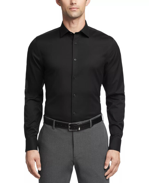 Мужская элегантная рубашка с эластичной посадкой Slim Fit Черная - 1