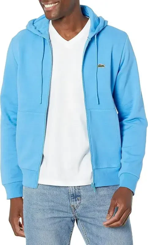 Мужская флисовая толстовка Lacoste Blue с карманом-кенгуру - 9/4XL- - Modazone