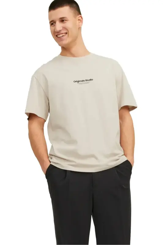 Мужская футболка 12240121-КРЕМ - 1