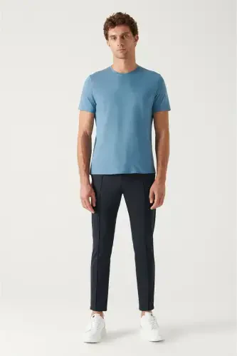 Мужская футболка Индиго 100% хлопок дышащая круглая горловина Regular Fit E001000 - 5