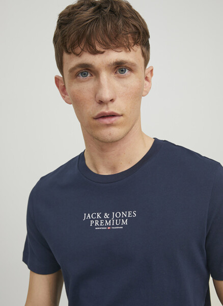 Мужская футболка Jack & Jones с круглым вырезом, темно-синяя - 3