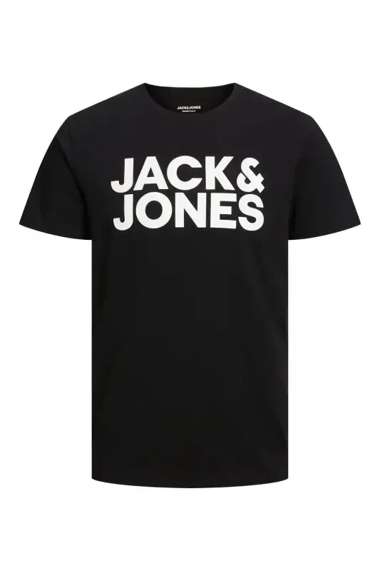 Мужская футболка Jack&Jones с круглым вырезом Basic чёрно-оранжевая 100% хлопок - 6