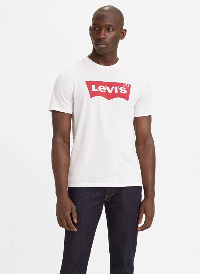 Мужская футболка Levi's 17783-0314 с круглым вырезом, стандартная, с принтом, белая - 1