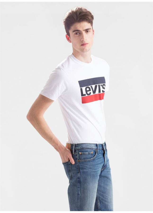 Мужская футболка Levi's с круглым вырезом бежевого цвета - 6