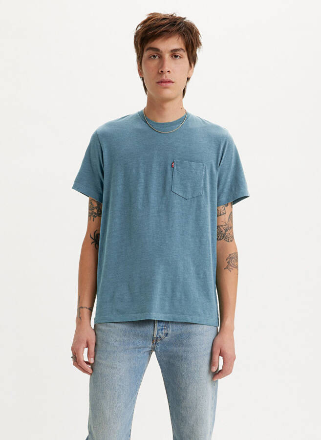 Мужская футболка Levi's с круглым вырезом синего цвета SS CLASSIC PCKT TEE INDIGO WASH H - 1