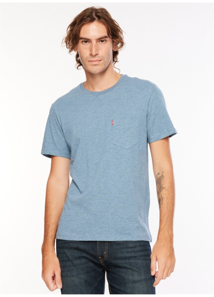 Мужская футболка Levi's с круглым вырезом синего цвета SS CLASSIC PCKT TEE INDIGO WASH H - 4