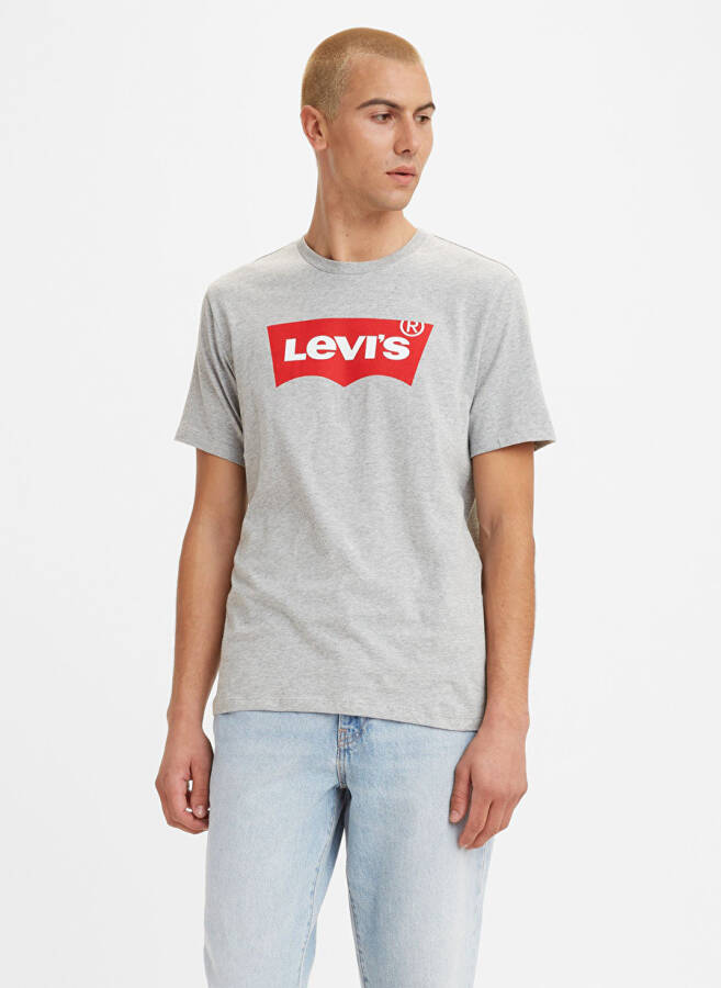 Мужская футболка Levi's серого цвета с круглым вырезом - 1