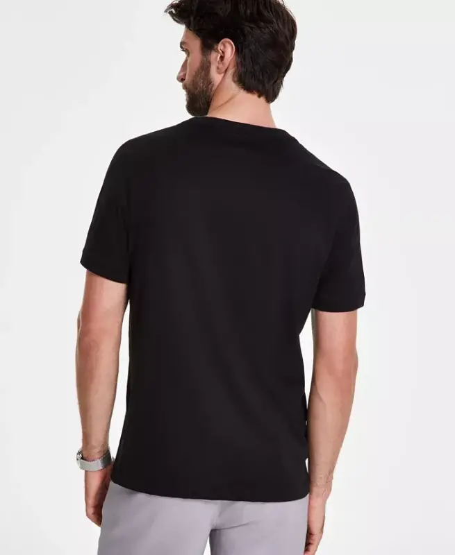 Мужская футболка Mercerized Cotton с коротким рукавом и круглым вырезом, создана для Modazone-Deep Black - 2