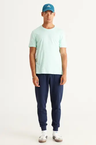 Мужская футболка Mint 100% хлопок Slim Fit приталенного кроя с круглым вырезом Basic - Мятный - 4