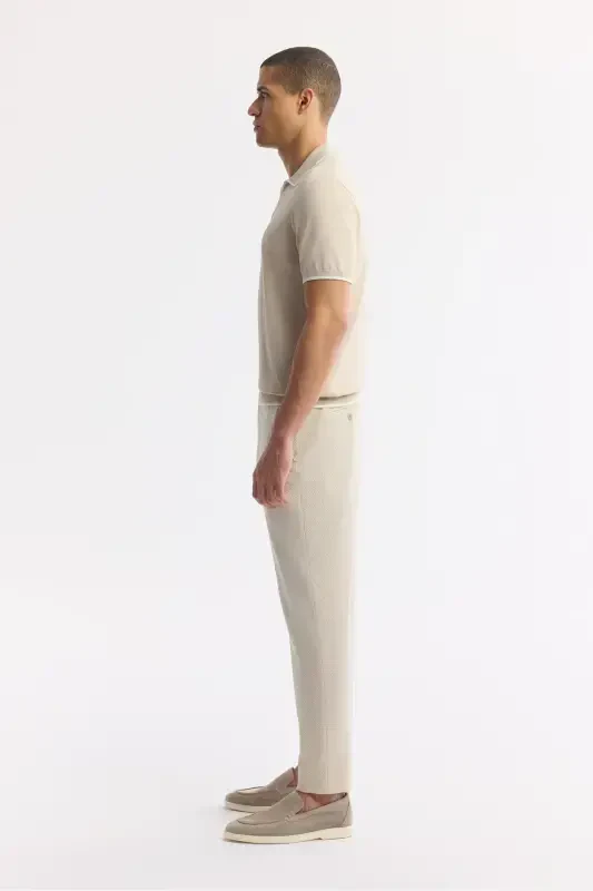 Мужская футболка-поло бежевого цвета из вискозы в рубчик стандартного кроя A51Y5056 - 3
