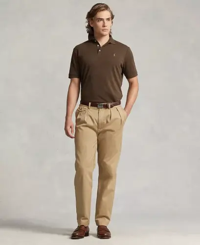Мужская футболка поло Custom Slim Fit из мягкого хлопка — коричневый меланж (мускатный орех) - 4
