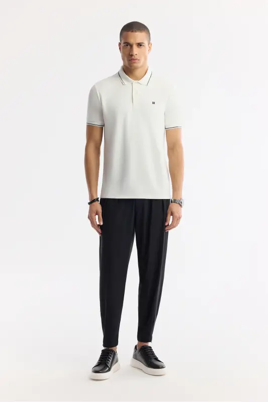 Мужская футболка-поло Regular Fit, цвета экрю, из ткани bi-stretch, A51Y1000 - 5