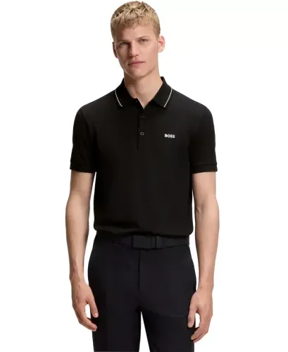 Мужская футболка-поло Slim Fit с тональным логотипом - 1