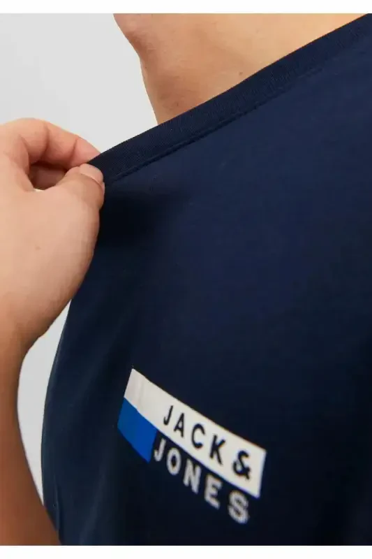 Мужская футболка с принтом на груди - Corplogo-Navy Blazer - 7