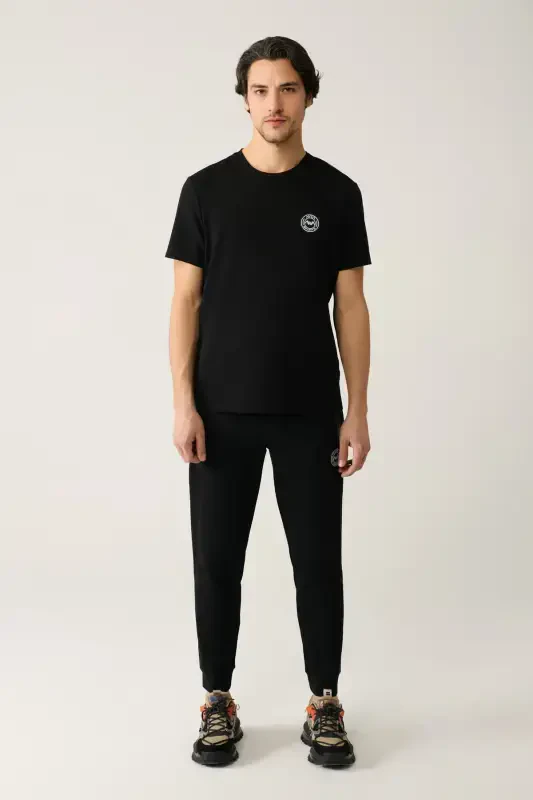 Мужская футболка с воротником поло черного цвета из трикотажа с отделкой Regular Fit A41y1114 - 5