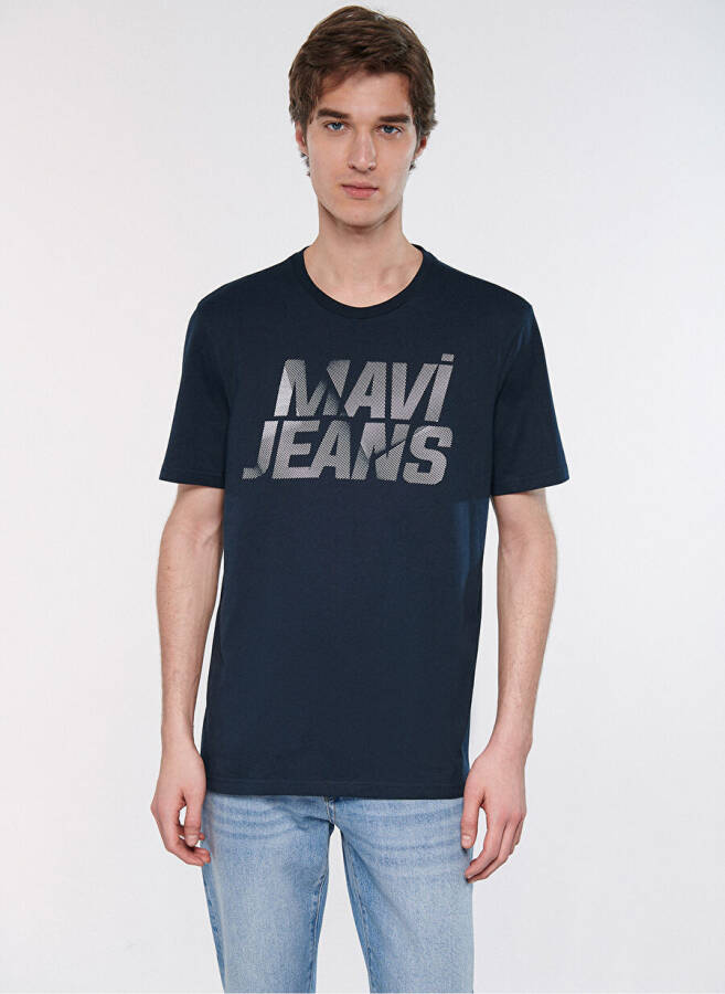 Мужская футболка с воротником поло синего цвета M0610260-70490_MAVI LOGO T-SHIRT - 2