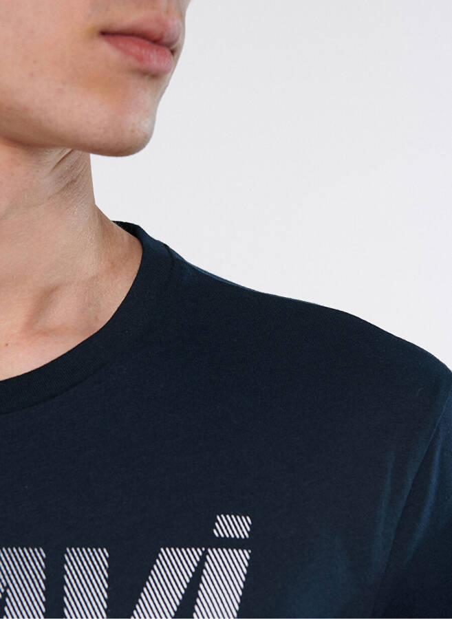 Мужская футболка с воротником поло синего цвета M0610260-70490_MAVI LOGO T-SHIRT - 4