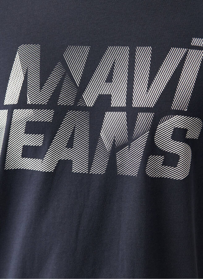 Мужская футболка с воротником поло синего цвета M0610260-70490_MAVI LOGO T-SHIRT - 6