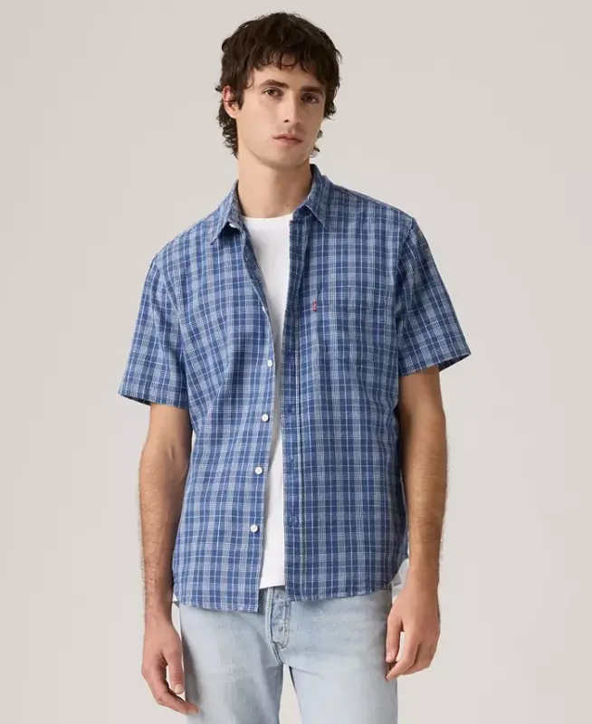 Мужская классическая футболка с коротким рукавом и карманом - Sunshine Blue - LEVI'S