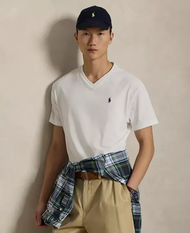 Мужская классическая футболка с V-образным вырезом - POLO RALPH LAUREN