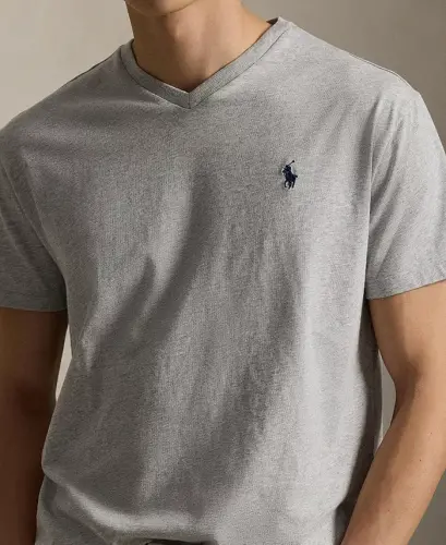 Men's Classic-Fit V Neck T-Shirt-Taylor Heather - 2