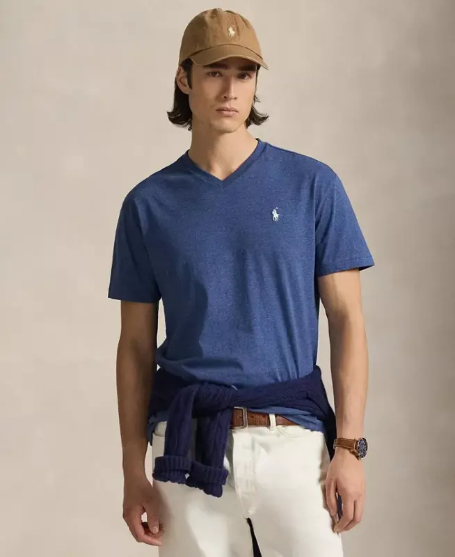 Мужская классическая футболка с V-образным вырезом - POLO RALPH LAUREN